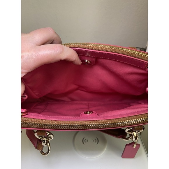 Coach Mini Christie Brown Pebble Leather Pink Trim Pink Lining Zip F37762 - Picture 11 of 16
